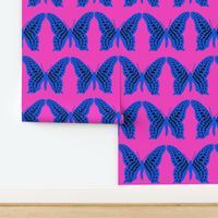 large butterfly soldiers classic blue and black on hot pink