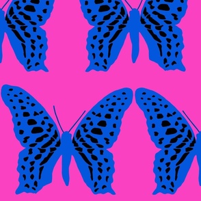 large butterfly soldiers classic blue and black on hot pink