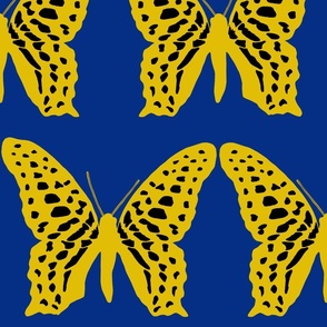 large butterfly soldiers dijon yellow and black on royal blue