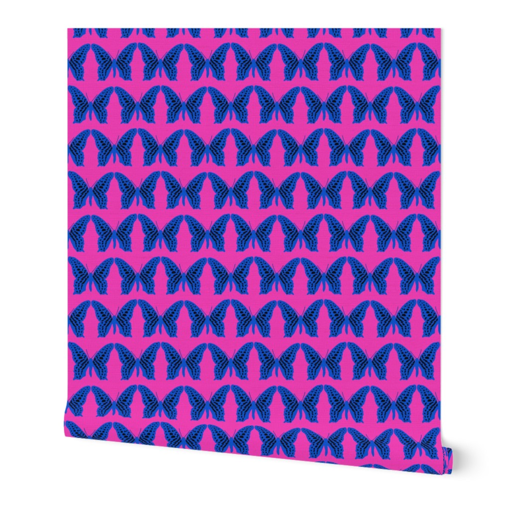 small butterfly soldiers classic blue and black on hot pink