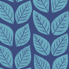 hand-drawn fall foliage leaves (Navy and Sky Blue)