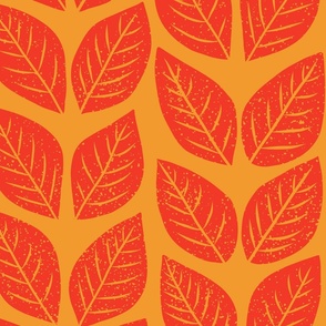 hand-drawn fall foliage leaves (Fiery Sunburst Orange)