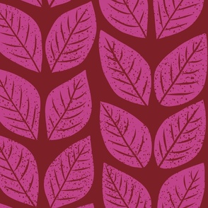 hand-drawn fall foliage leaves (Raspberry Pink and Rosy Pink)