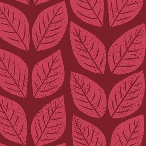 hand-drawn fall foliage leaves (Dusty Rose Pink and Maroon Red)