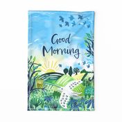 Good Morning with the birds tea towel /wall hanging