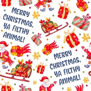 Large Scale Merry Christmas Ya Filthy Animal Santa Holiday Humor