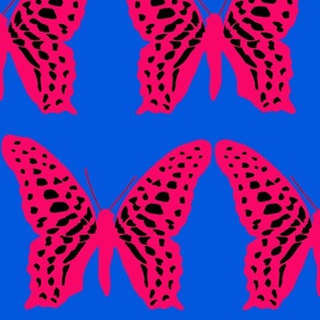 large butterfly soldiers magenta and black on classic blue