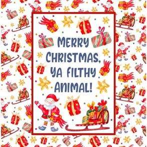 14x18 Panel Merry Christmas Ya FIlthy Animal for DIY Garden Flag Small Wall Hanging or Tea Towel