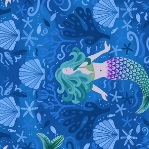 mermaid tea towel /wall hanging