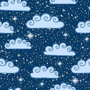 Dreamy Night Sky with Clouds