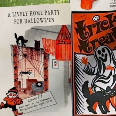 vintage halloween book pages collage