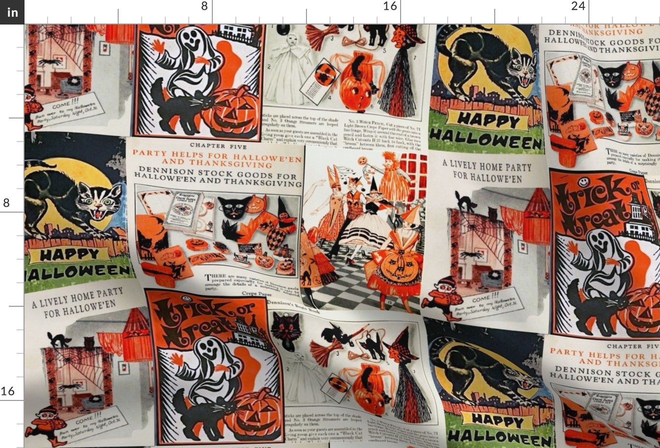 vintage halloween book pages collage