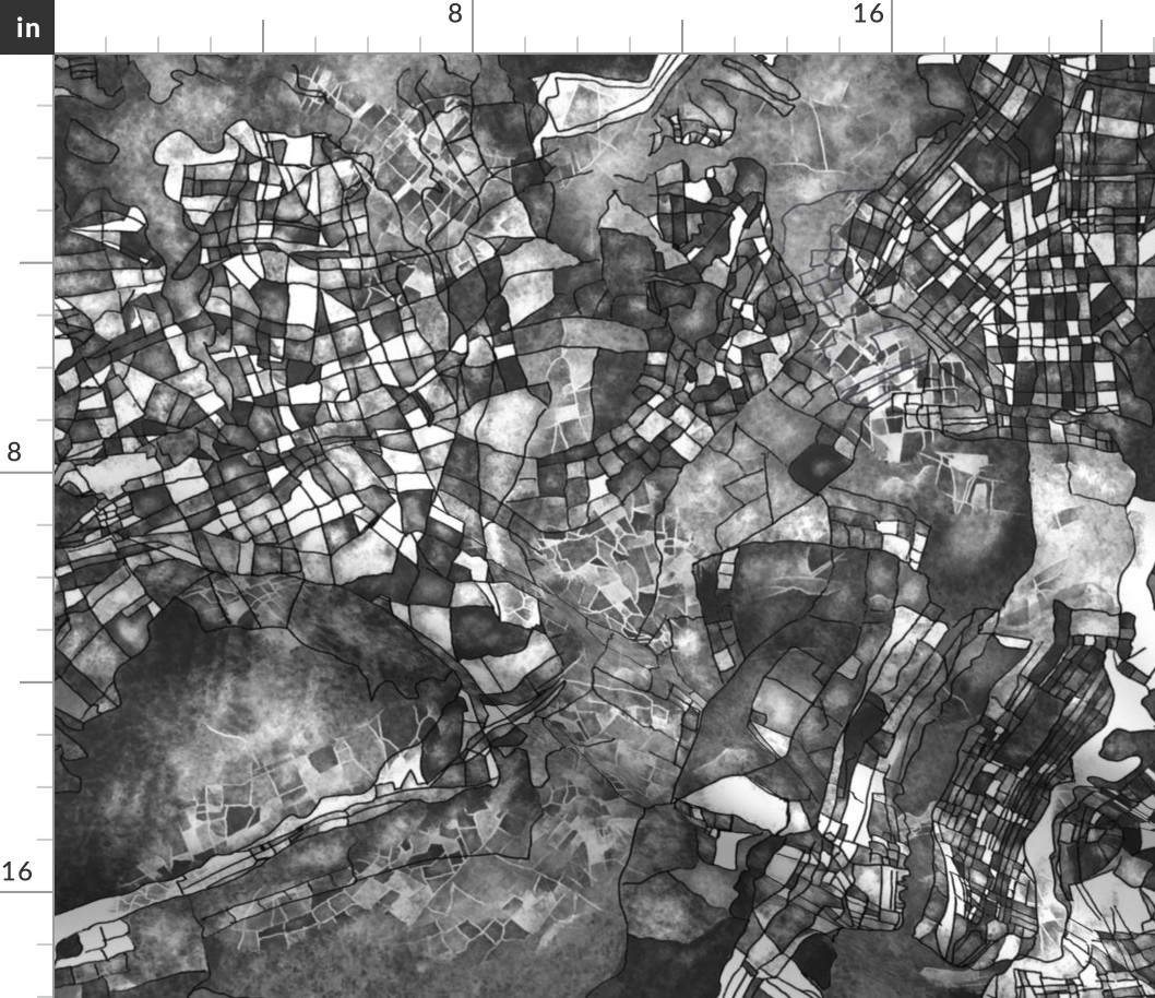 Aerial view map -Black and White