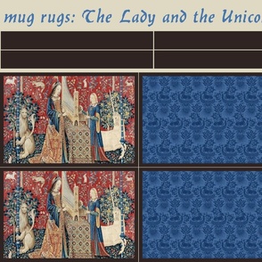 mug rugs: The Lady and the Unicorn (Hearing)