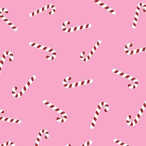 Christmas candy canes bubble gum pink large 9x9
