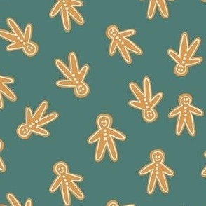 dark gingerbread men on pine green