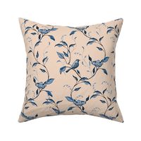 Ginger Jar Birds and Branches Blue on Peach