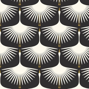 Art Deco Swans - 8" - cream on Black that matches design # 12474864