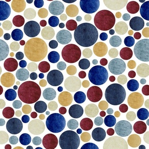 Watercolor dots red, blue and Yellow.