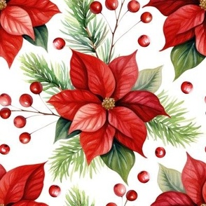 Christmas holiday winter poinsettia flower watercolor Xmas