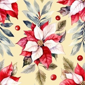 Christmas holiday winter poinsettia flower watercolor Xmas