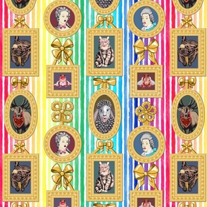 whimsical royal portrait gallery  on rainbow colors      