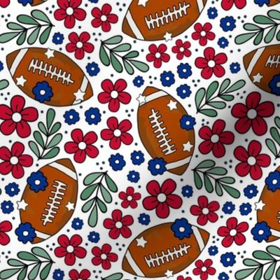 Medium Scale Team Spirit Football Floral in Buffalo Bills Colors Royal Blue and Red