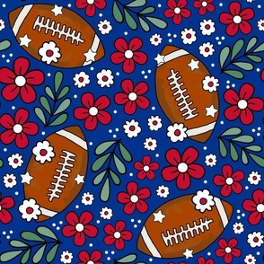 Large Scale Team Spirit Football Floral in Buffalo Bills Colors Royal Blue and Red