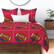 18x18 Panel Team Spirit Football and Flowers in Buffalo Bills Colors Royal Blue and Red for DIY Throw Pillow Cushion Cover or Tote Bag (2)