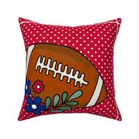 18x18 Panel Team Spirit Football and Flowers in Buffalo Bills Colors Royal Blue and Red for DIY Throw Pillow Cushion Cover or Tote Bag (2)