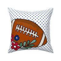 18x18 Panel Team Spirit Football and Flowers in Buffalo Bills Colors Royal Blue and Red for DIY Throw Pillow Cushion Cover or Tote Bag (1)