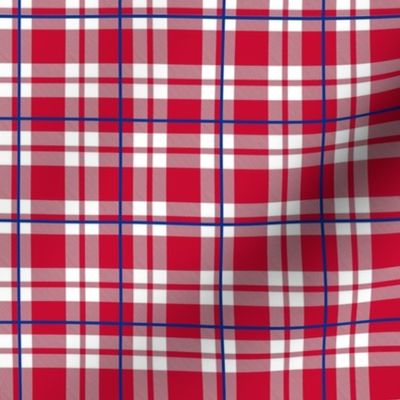 Smaller Scale Team Spirit Football Plaid in Buffalo Bills Colors Royal Blue and Red