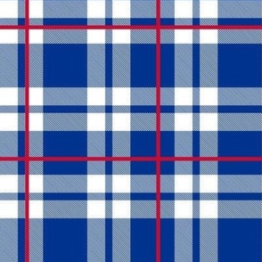 Bigger Scale Team Spirit Football Plaid in Buffalo Bills Colors Royal Blue and Red