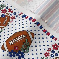 Smaller Patchwork 3" Squares Team Spirit Football Buffalo Bills Colors Royal Blue and Red for Cheater Quilt or Blanket