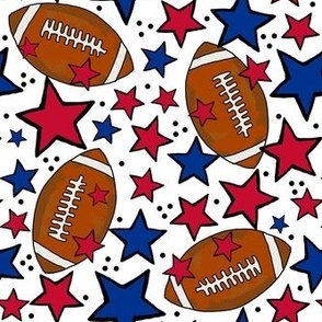 Medium Scale Team Spirit Footballs and Stars in Buffalo Bills Colors Royal Blue and Red