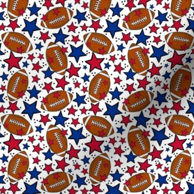 Small Scale Team Spirit Footballs and Stars in Buffalo Bills Colors Royal Blue and Red