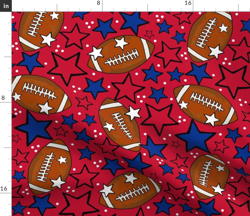 Large Scale Team Spirit Footballs and Stars in Buffalo Bills Colors Royal Blue and Red 