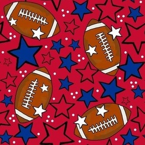 Medium Scale Team Spirit Footballs and Stars in Buffalo Bills Colors Royal Blue and Red