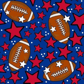 Large Scale Team Spirit Footballs and Stars in Buffalo Bills Colors Royal Blue and Red