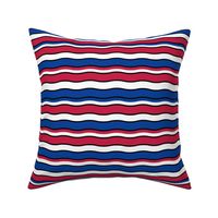 Large Scale Team Spirit Football Wavy Stripes in Buffalo Bills Colors Royal Blue and Red