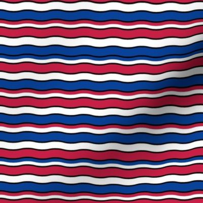 Medium Scale Team Spirit Football Wavy Stripes in Buffalo Bills Colors Royal Blue and Red