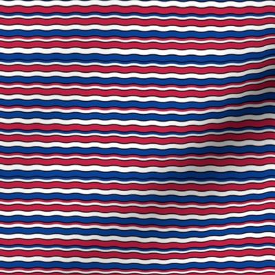 Small Scale Team Spirit Football Wavy Stripes in Buffalo Bills Colors Royal Blue and Red