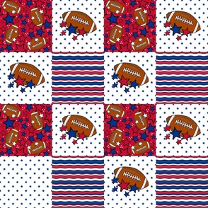 Bigger Patchwork 6" Squares Team Spirit Football Buffalo Bills Colors Royal Blue and Red for Cheater Quilt or Blanket