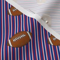 Smaller Scale Team Spirit Football Diagonal Sporty Stripes in Buffalo Bills Colors Royal Blue and Red