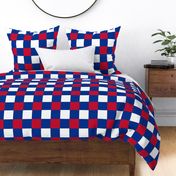 Large Scale Team Spirit Football Bold Checkerboard in Buffalo Bills Colors Royal Blue and Red