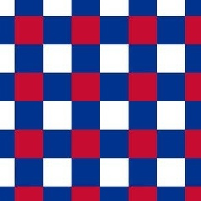Small Scale Team Spirit Football Bold Checkerboard in Buffalo Bills Colors Royal Blue and Red