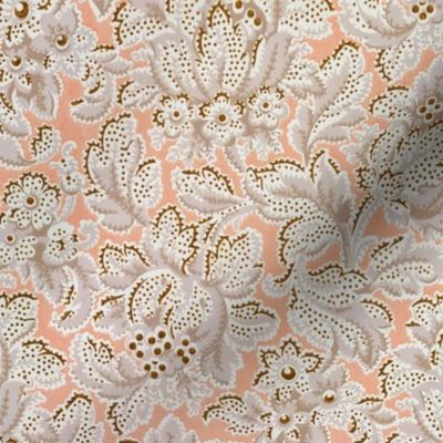 ornate floral texture on peach 