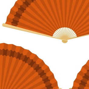 Jumbo Rust Orange Splayed Fans on White