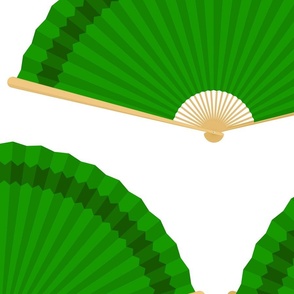 Jumbo Grass Green Splayed Fans on White