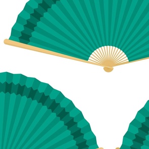 Jumbo Teal Splayed Fans on White